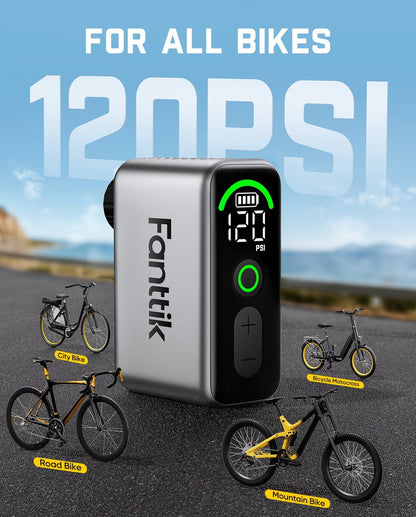 X10 Ace Tiny Electric Bike Pump – 120 PSI, Fast Inflation, Auto Stop & Digital Display