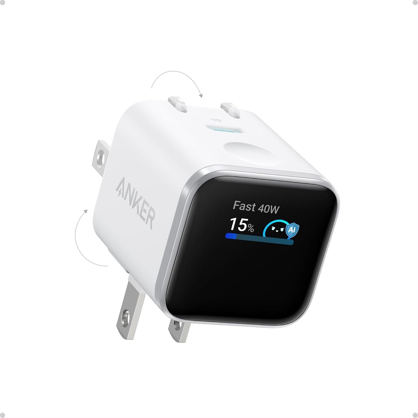 Anker Nano 45W USB-C Charger with Smart Display & Foldable Plug