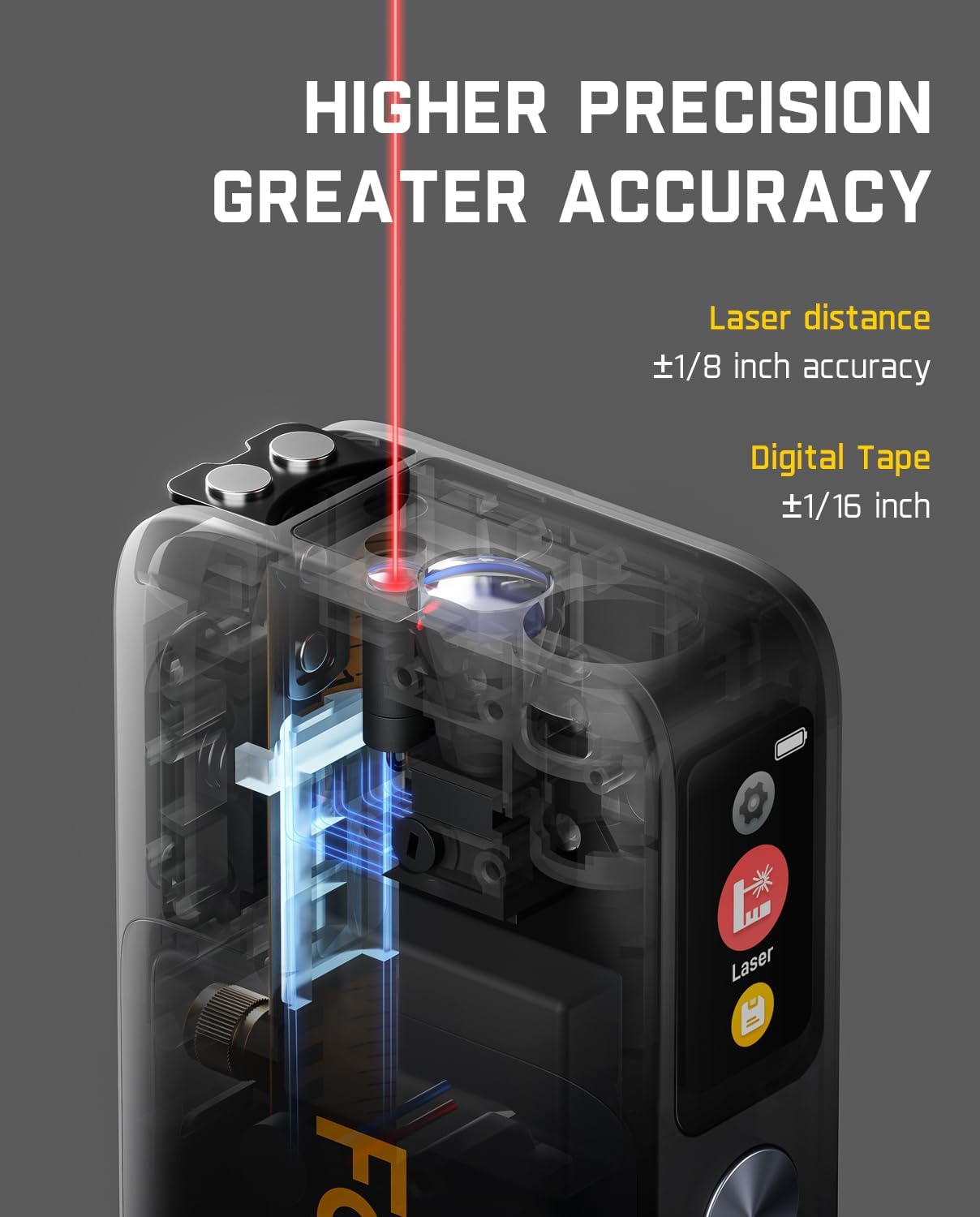 A10 Pro 2-in-1 Digital Laser Tape Measure – 165 ft Laser, 9.8 ft Tape, HD IPS Display