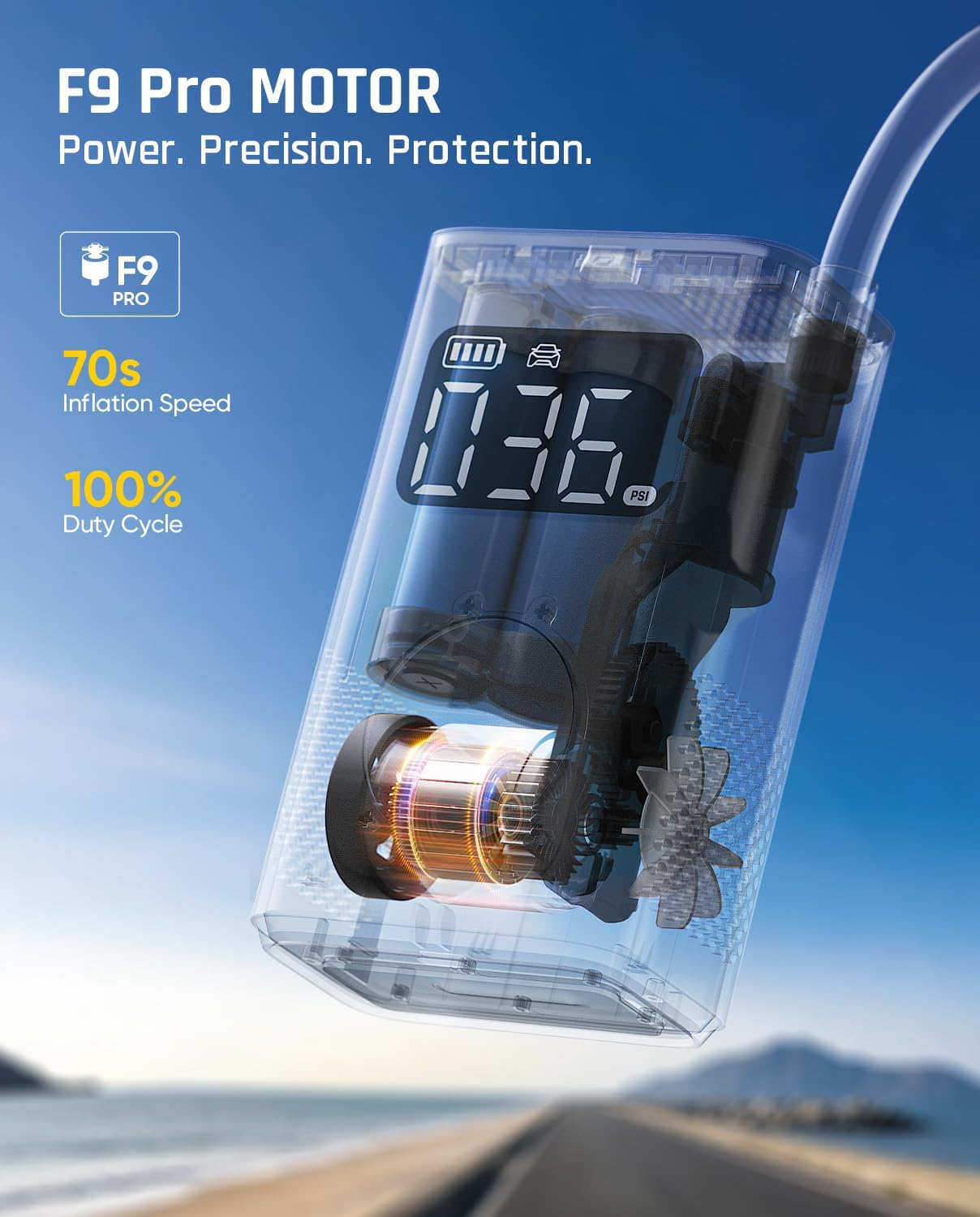 X9 Pro Portable Tire Inflator – 150 PSI, Fast Inflation, Digital Pressure Gauge & Auto Shut-Off