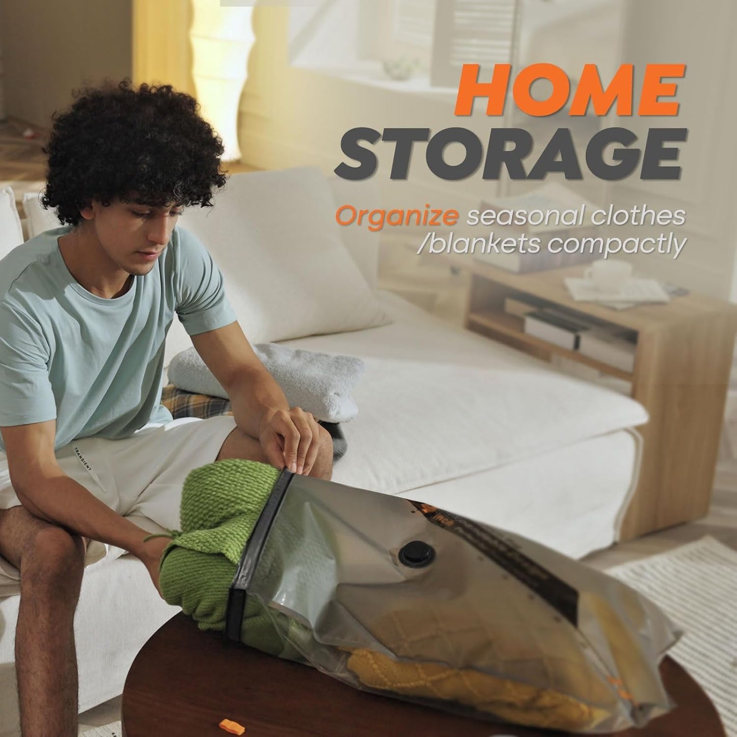 Rechargeable Vacuum Pump with 15 Vacuum Storage Bags – Compact Space-Saving Organizer for Home & Travel