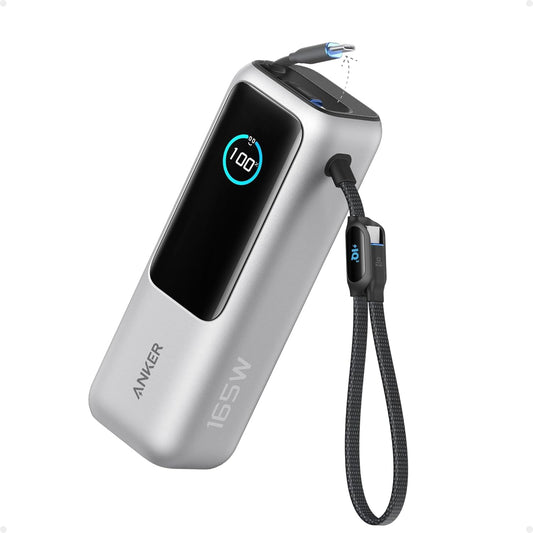 Anker 25,000mAh Power Bank with 165W Total Output, Built-In Cables & Smart Display