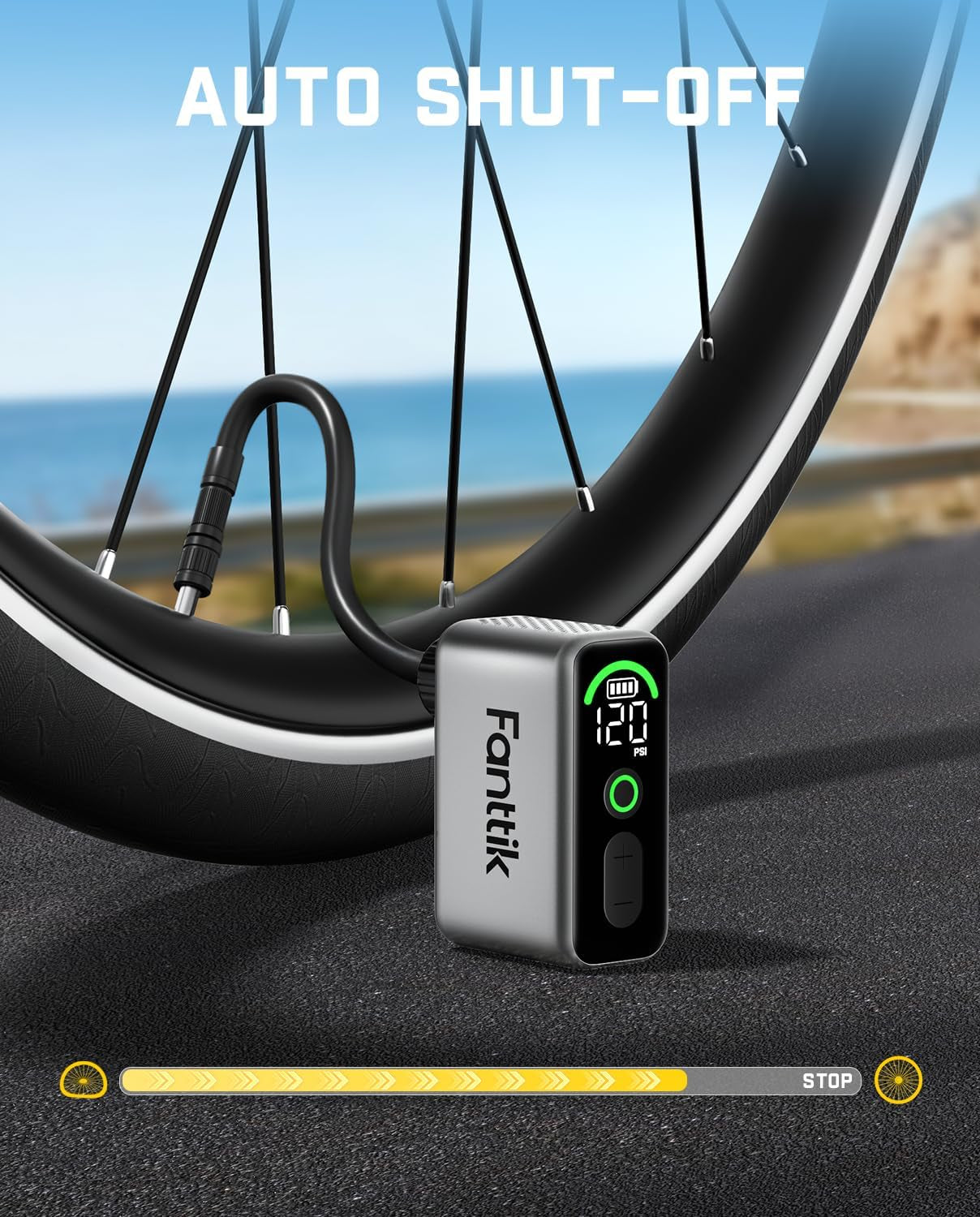 X10 Ace Tiny Electric Bike Pump – 120 PSI, Fast Inflation, Auto Stop & Digital Display