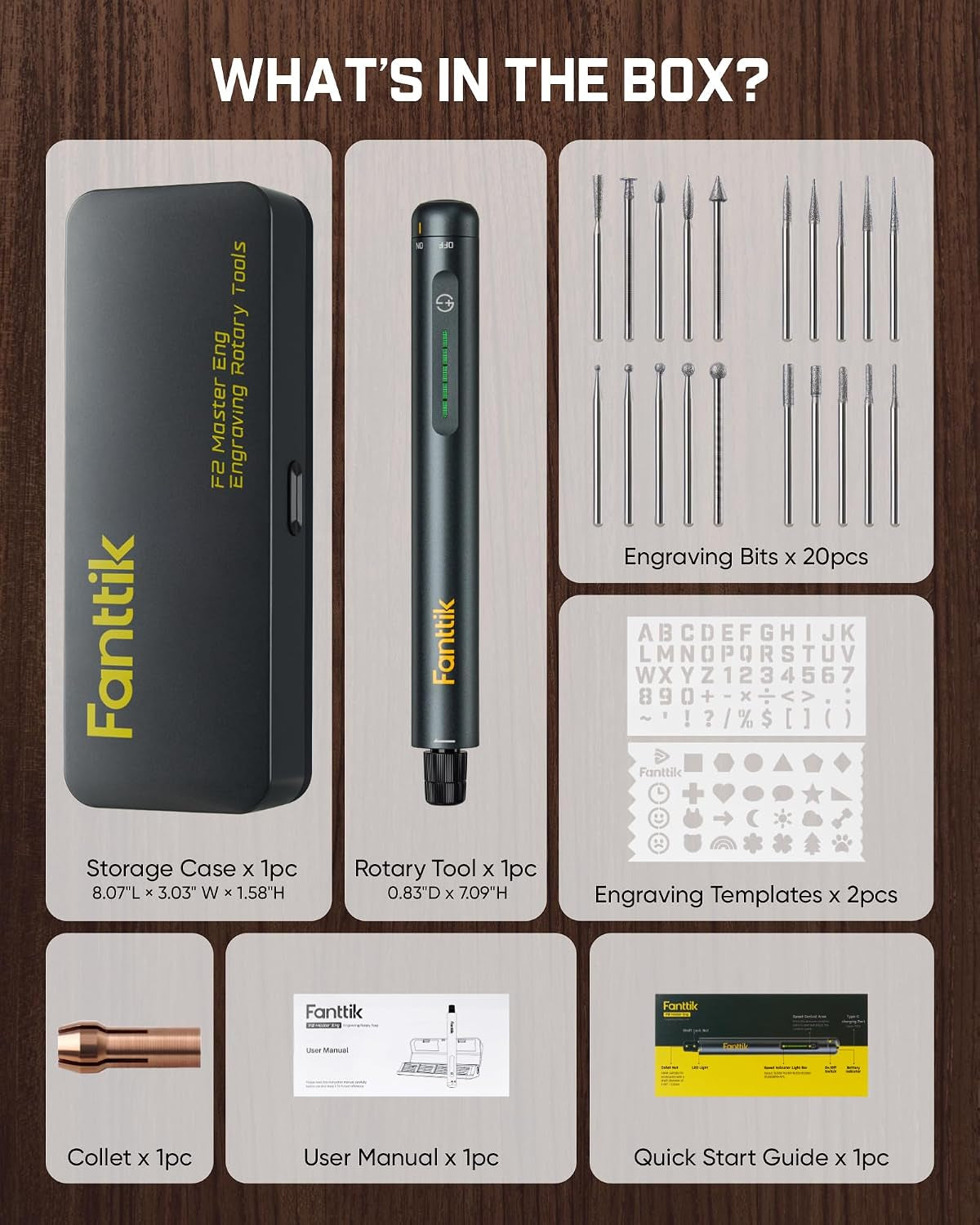 F2 Master Engraving Pen – 5-Speed Rechargeable Engraver with 20 Bits for Wood, Metal, Glass & Plastic